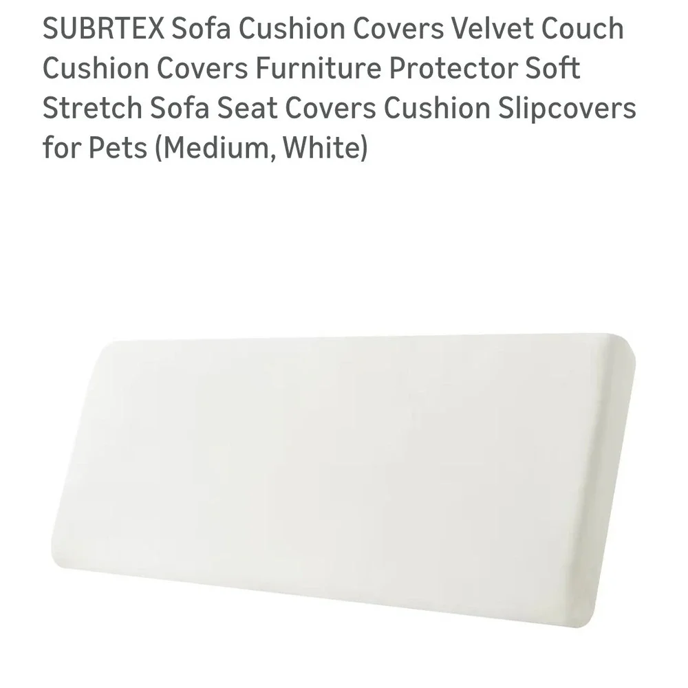 Subrtex Velvet Sofa Cushion Cover White Medium Stretch Furniture Protector Soft